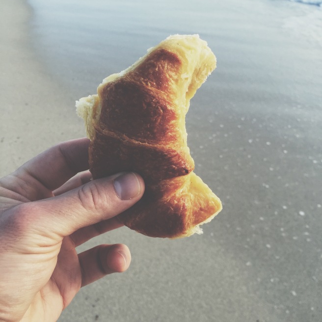 Morning walks along the beach with croissants in hand!